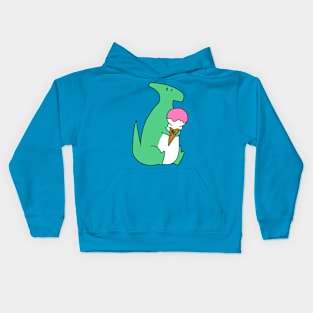 Hadrosaurid Eating Icecream Kids Hoodie